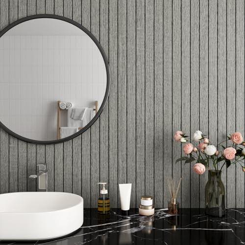 Decotalk Wood Panels for Wall Grey Wood Slat Wall Paneling 2ft x 7.2ft Paneling Sheets for Walls Ceiling Stick on Panels Gray Woods Accent Walls Panel Peel and Stick Covering Panel Woods Veneer Hub - Image 3