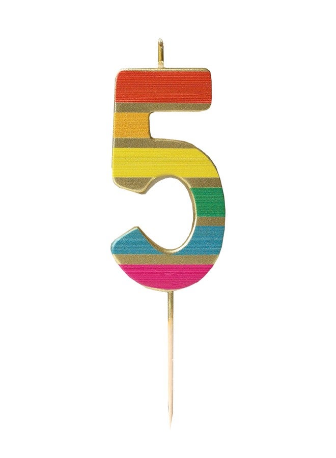 Talking Tables Number Five 5th Birthday Candle for Cakes Rainbow Numeral 5 Cake Topper Decoration Premium Quality Candles Anniversary - Image 1
