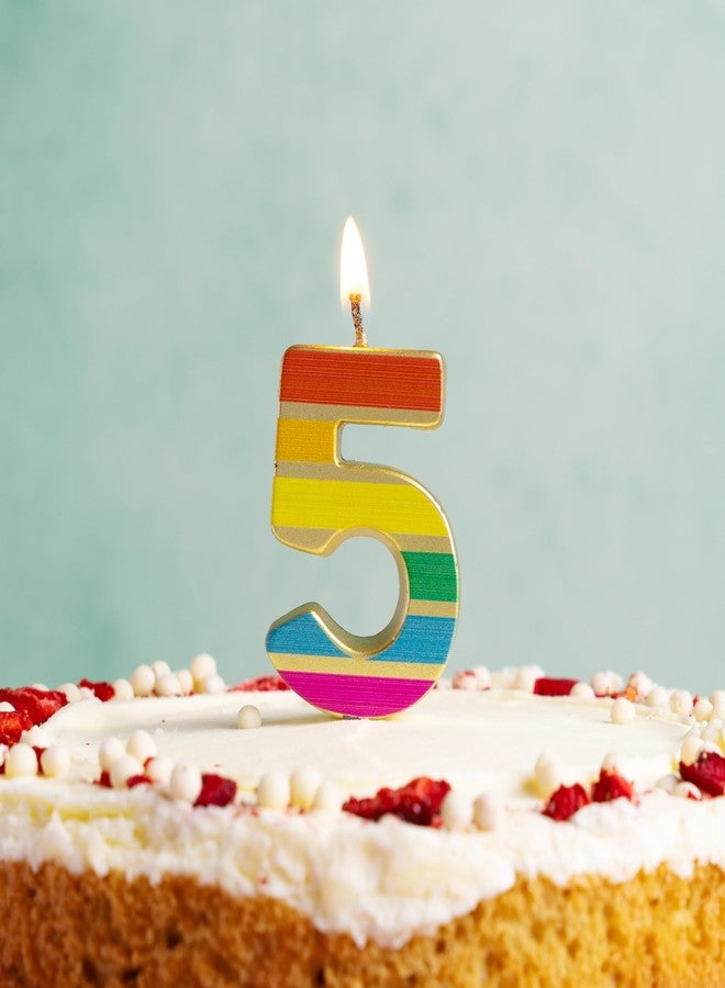 Talking Tables Number Five 5th Birthday Candle for Cakes Rainbow Numeral 5 Cake Topper Decoration Premium Quality Candles Anniversary - Image 2