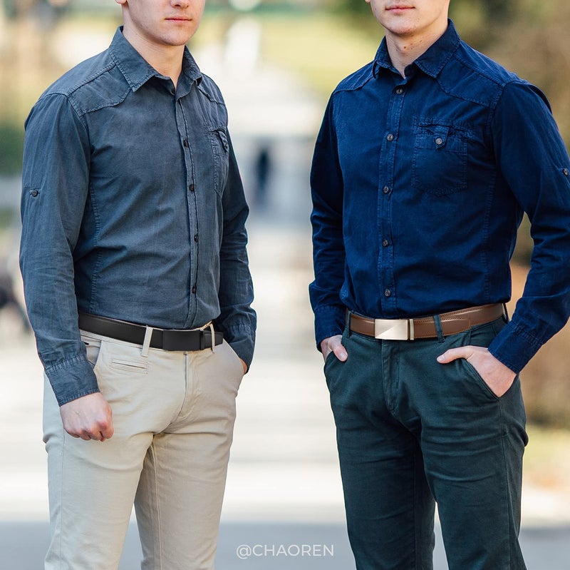 CHAOREN Leather Ratchet Belt Men 2 Pack - Customizable Fit, Effortless Style (35mm) - Image 2