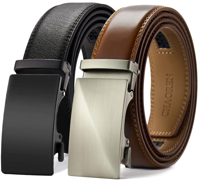 CHAOREN Leather Ratchet Belt Men 2 Pack - Customizable Fit, Effortless Style (35mm) - Image 1