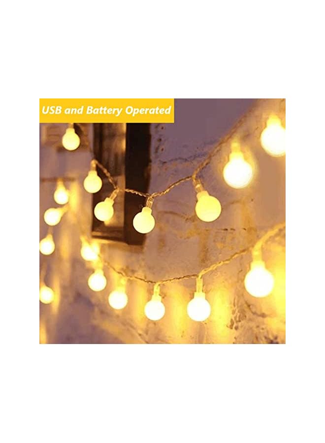 The Bros Globe String Lights, Battery and USB Operated 33 FT 80 LED White Ball String Lights 8 Modes With Remote Control,Indoor Outdoor LED Fairy Lights for Home, Garden, Festivals, Party - Image 3