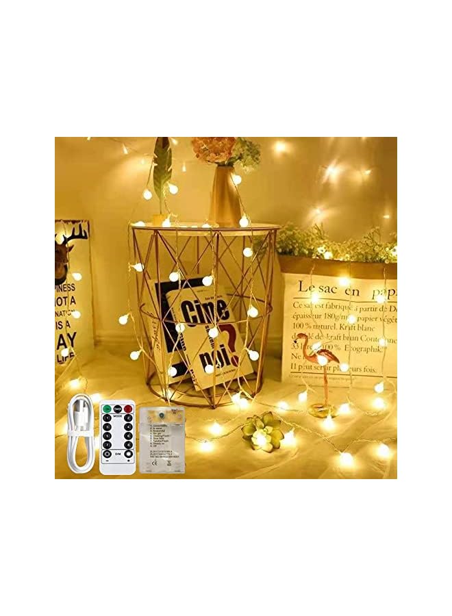 The Bros Globe String Lights, Battery and USB Operated 33 FT 80 LED White Ball String Lights 8 Modes With Remote Control,Indoor Outdoor LED Fairy Lights for Home, Garden, Festivals, Party - Image 2