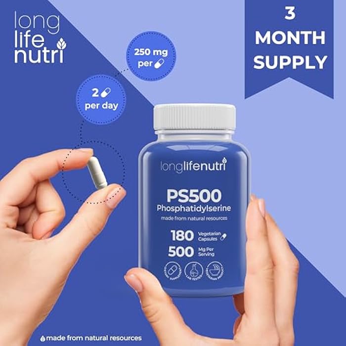 LongLifeNutri Phosphatidylserine Pure 500mg – 180 Vegetarian Pills, 3-Month Supply, Supplement for Strengthening Memory, Focus & Cognitive Function, Made in USA, Lab Tested, Non GMO - Image 5