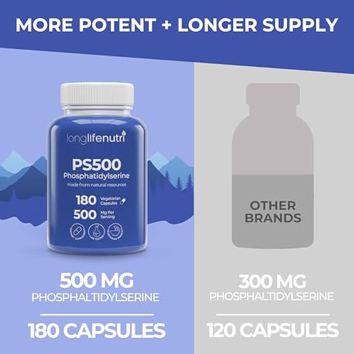 LongLifeNutri Phosphatidylserine Pure 500mg – 180 Vegetarian Pills, 3-Month Supply, Supplement for Strengthening Memory, Focus & Cognitive Function, Made in USA, Lab Tested, Non GMO - Image 3