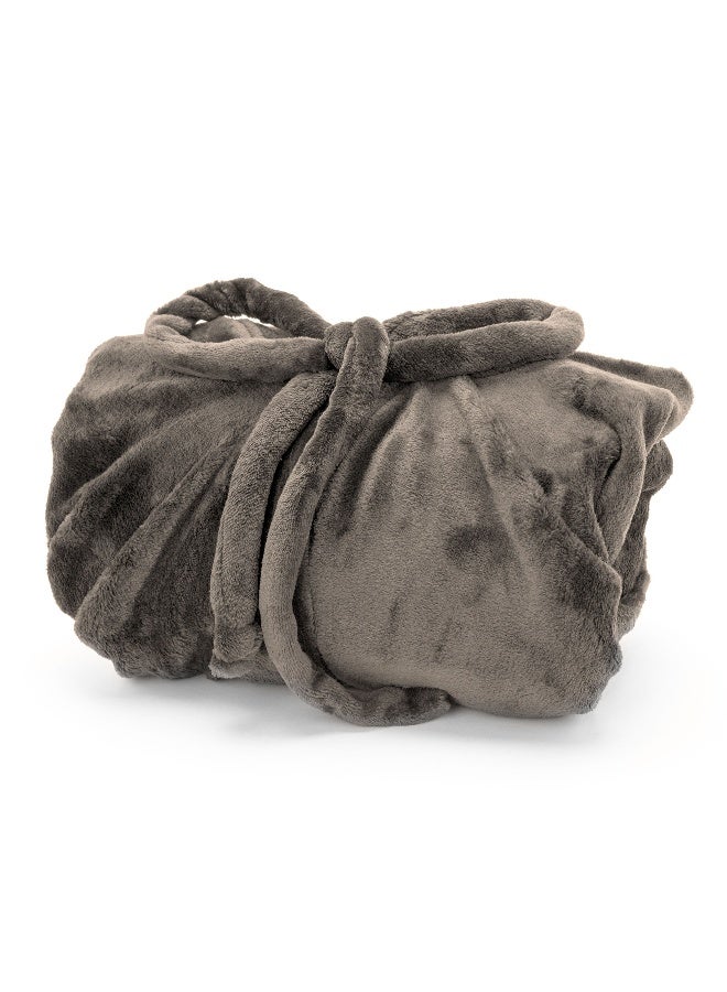 Mintra Lightweight Cozy Robe, 250 GSM Extra Soft Premium Microfiber in Mocha - M Size 101cm length - Image 4