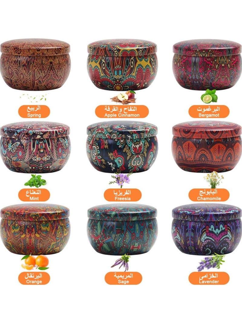 0TO1 TECH Scented Candles Gift Set 9 Pack Aromatherapy Candles with Essential Oil Natural SoyWax Aroma Candle Various Fragrance Long Lasting Jar Travel Tin Candle for Bath Yoga Sleep Read Meditation Festival - Image 2