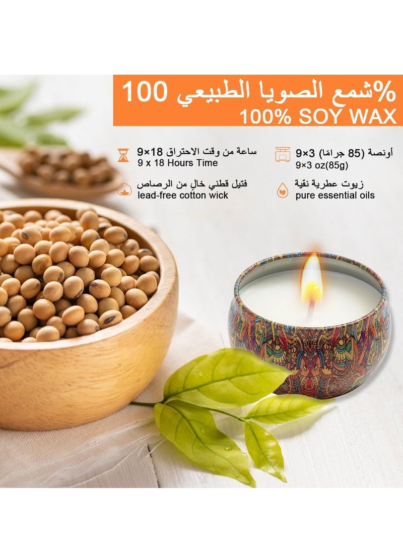 0TO1 TECH Scented Candles Gift Set 9 Pack Aromatherapy Candles with Essential Oil Natural SoyWax Aroma Candle Various Fragrance Long Lasting Jar Travel Tin Candle for Bath Yoga Sleep Read Meditation Festival - Image 3