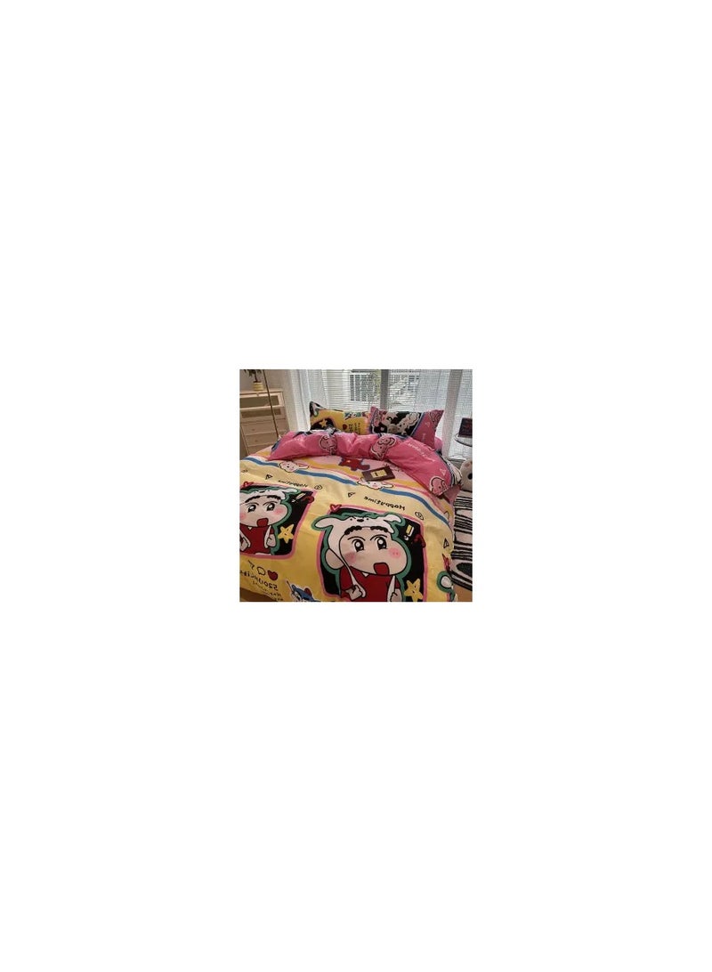 General Cartoon ins style super cute soft bamboo panda washed cotton sheet quilt cover four-piece set student bed three-piece set,Naughty little new ljf, 1.8 four-piece set (quilt cover 180x220)  - Image 2