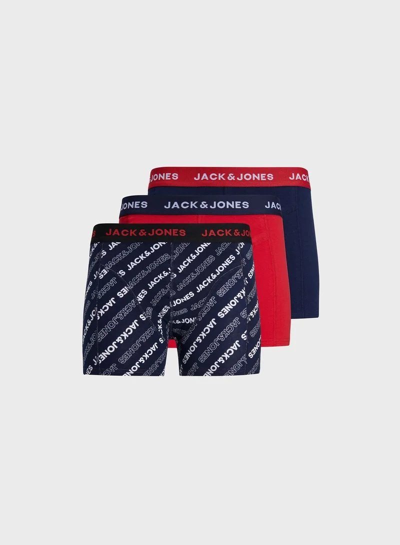 JACK & JONES 3 Pack Logo Band Trunks