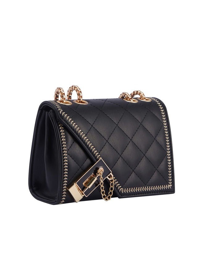 Aiqudou Women's Quilted Crossbody Bag - Flap PU Leather Shoulder Bag, Fashion Chain Small Square Purse, Evening Clutch Handbag - Image 1