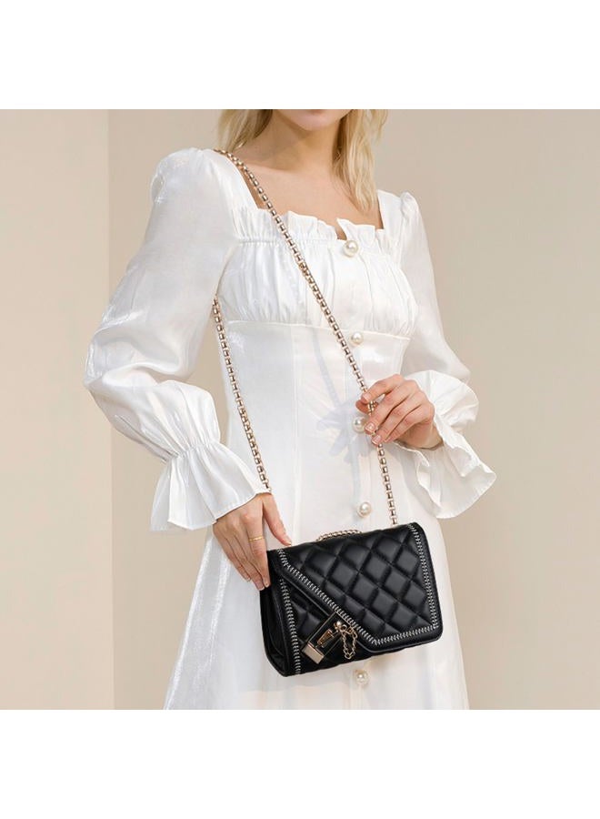 Aiqudou Women's Quilted Crossbody Bag - Flap PU Leather Shoulder Bag, Fashion Chain Small Square Purse, Evening Clutch Handbag - Image 2