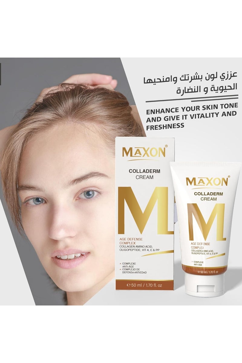 MAX-ON Colladerm Cream â Anti-Aging Moisturizer with Collagen Amino Acids, Oligopeptides & Vitamins A, E & PP | Age Defense & Wrinkle Reduction â 50ml - Image 5