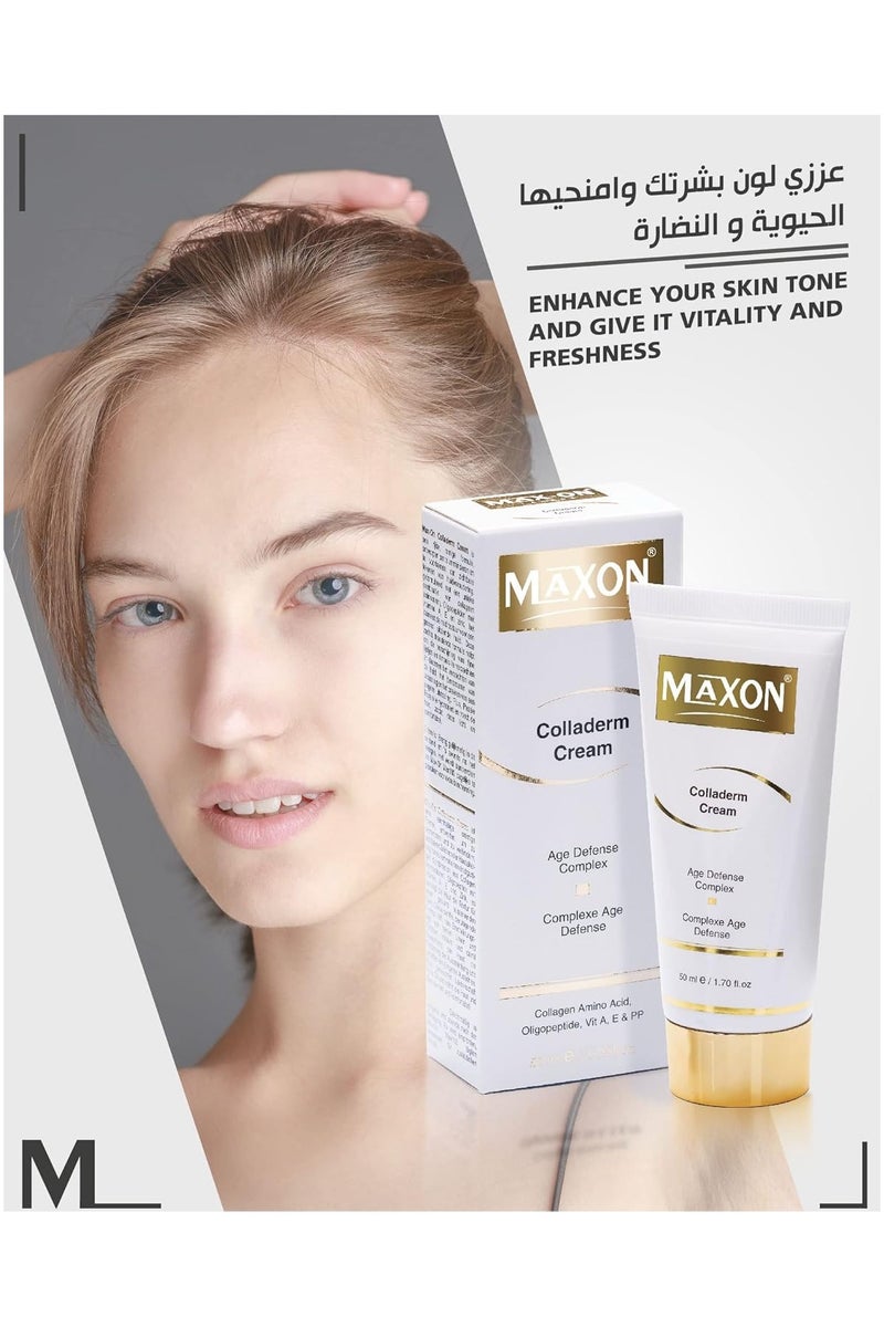MAX-ON Colladerm Cream â Anti-Aging Moisturizer with Collagen Amino Acids, Oligopeptides & Vitamins A, E & PP | Age Defense & Wrinkle Reduction â 50ml - Image 4