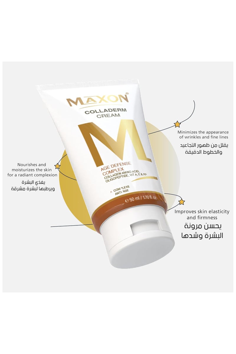 MAX-ON Colladerm Cream â Anti-Aging Moisturizer with Collagen Amino Acids, Oligopeptides & Vitamins A, E & PP | Age Defense & Wrinkle Reduction â 50ml - Image 2