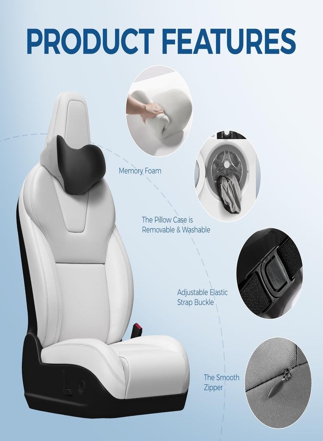 BEBAS Car Headrest Pillow, Ergonomic Neck Pillow with Memory Foam, Universal Car Head Rest Support for Driving Comfort, Breathable Removeable Seat Pillow for Pain Relief (Black, 1 Pack) - Image 3