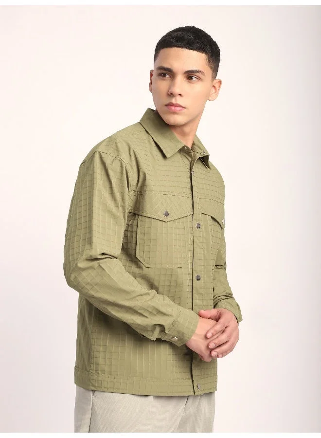 بيونغ شيكت بلون الزيتون الباهت بنقشة بلوك