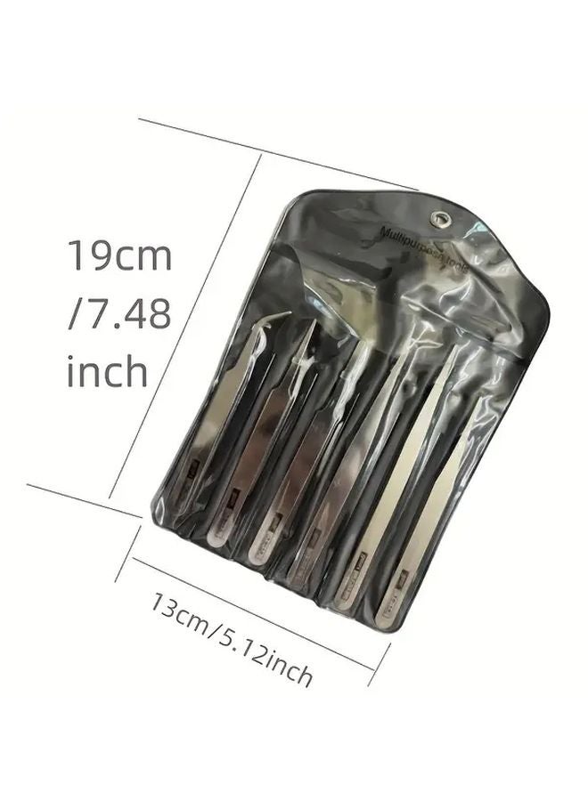 6Pcs Stainless Steel Tweezers Anti Static Durable Metal For Phone Repair Industrial Use - Image 3