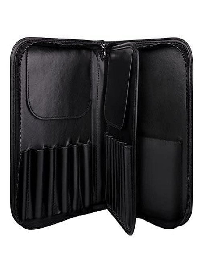 Ruby Face RUBYFACE Makeup Brush Holder Bag, Professional Makeup Brushes Organizer Bag Makeup Artist Cosmetic Case Leather Handbag Black Travel Portable - Image 1