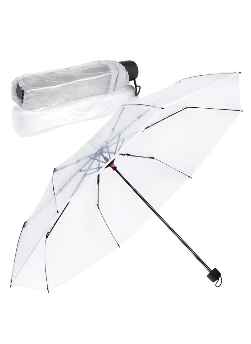 Generic Travel Folding Umbrella, Transparent Umbrella Pocket Umbrella, Compact Portable Protection, Lightweight Waterproof, Rain and Sun Umbrella Fashion Transparent Umbrella  - Image 1