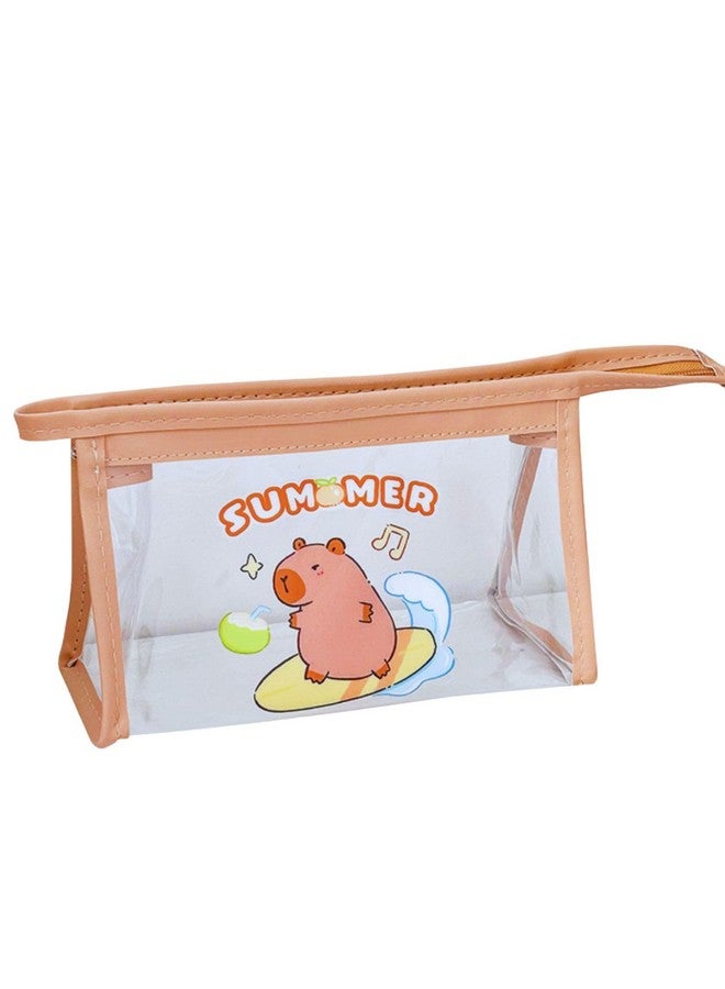 فنبلاست حقيبة أقلام رصاص من فن بلاست، حقيبة أقلام شفافة مزودة بسحاب للإغلاق، حقيبة أدوات مكياج محمولة، حقيبة قرطاسية لطيفة للطلاب والفتيات والبالغين والمكاتب - تصميم عشوائي (حقيبة أ) - Image 1