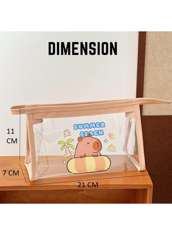 فنبلاست حقيبة أقلام رصاص من فن بلاست، حقيبة أقلام شفافة مزودة بسحاب للإغلاق، حقيبة أدوات مكياج محمولة، حقيبة قرطاسية لطيفة للطلاب والفتيات والبالغين والمكاتب - تصميم عشوائي (حقيبة أ) - Image 2