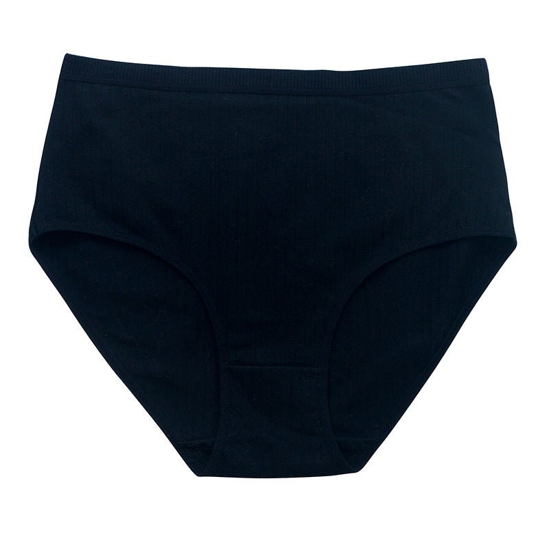 High-Waist Cotton Briefs Breathable Plus Size Black 