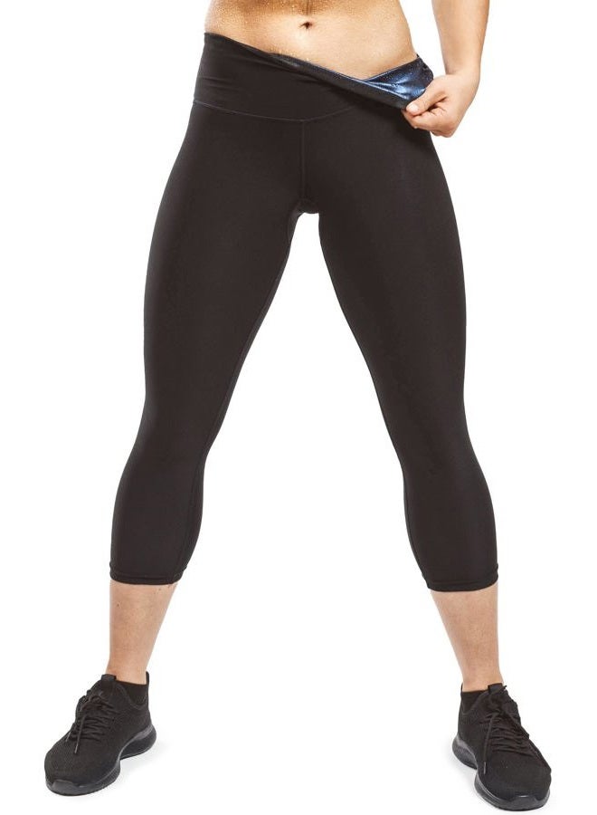 Sweat Shaper Women's Sauna Leggings Compression High Waist Yoga Pants Thermo Sweat Capris, Black, M - Image 1
