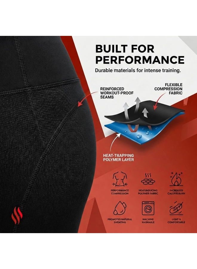 Sweat Shaper Women's Sauna Leggings Compression High Waist Yoga Pants Thermo Sweat Capris, Black, M - Image 5