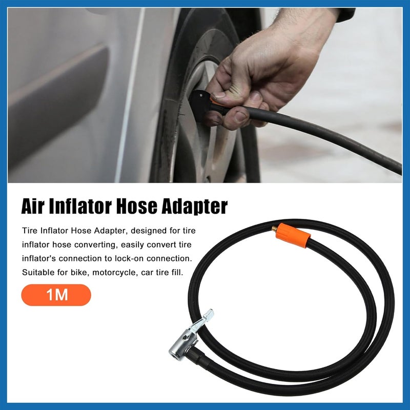 A ABSOPRO 1m Car Tire Inflator Extension Hose with Lock Chuck Adapter - Image 2