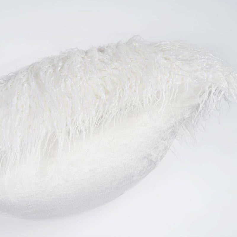PHF غطاء وسادة من الفرو الصناعي 45 سم × 45 سم، قطعتان، ناعم جداً ودافئ، غطاء فخمة، بدون حشوة، أبيض - Image 4