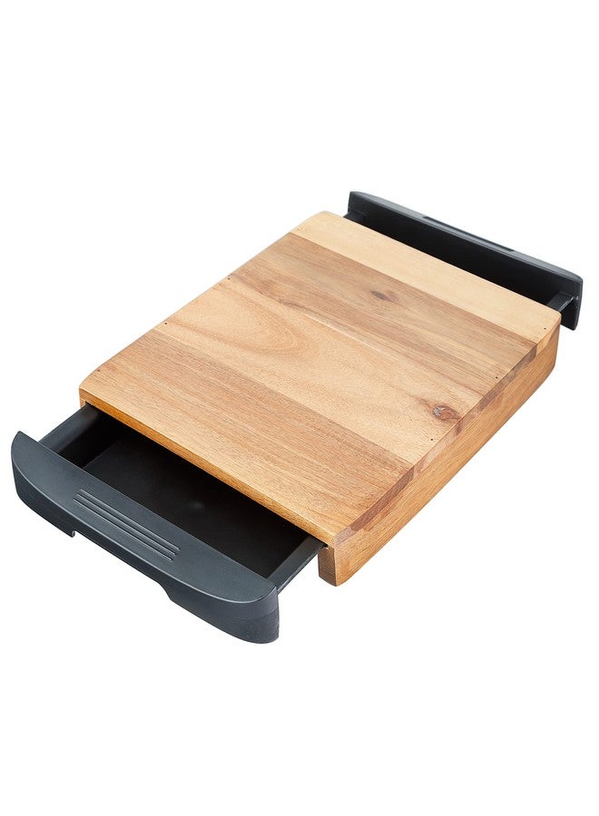 Glad Acacia Wood Cutting Board with Slide Out Trays | Catches Food and Waste | Solid Wooden Butcher Block with Removable Drawers | Kitchen Cooking Supplies, Brown, Black - Image 1