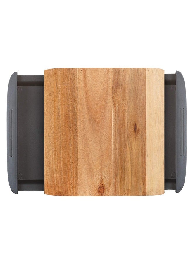Glad Acacia Wood Cutting Board with Slide Out Trays | Catches Food and Waste | Solid Wooden Butcher Block with Removable Drawers | Kitchen Cooking Supplies, Brown, Black - Image 4