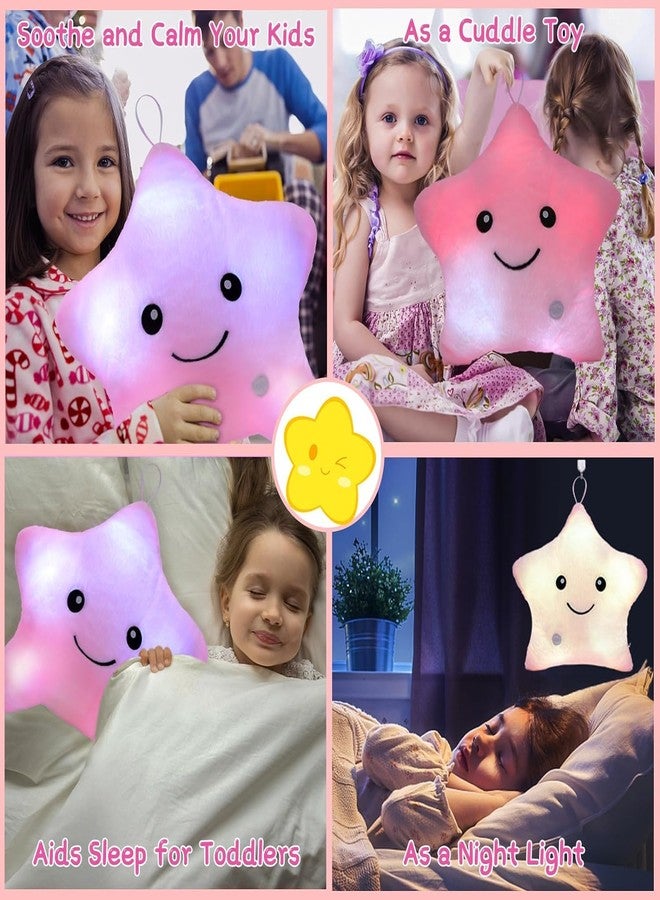 Subao Sensory Toys for Kids with Autism,14" Light Up Star Soft Plush Toddler Pillow,Autism Sensory Products,Stress Relief Kids ADHD Toys,Birthday Xmas Easter Gifts for Girls 3 4 5 6 7 8 9 10 Pink - Image 3