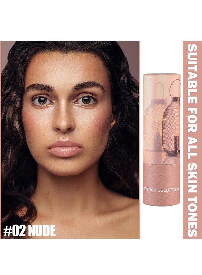 Julystar Lipstick Collection,Matte Nude Lipstick ,Silky Velvet Lip Gloss ,Nude Lip Stain Paper Tube Lipsticks Non-Stick Cup, Waterproof Long Lasting Matte Lipstick for Women Daily Professional Lip Makeup-#02 Nude - Image 2