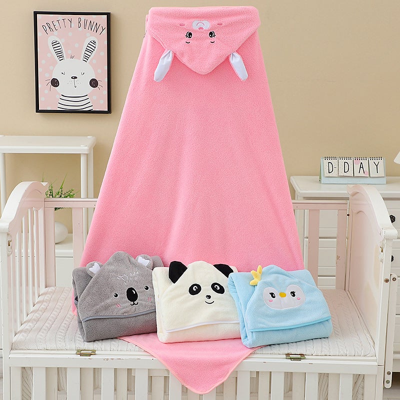 Coral Fleece Children'S Quilt Cloak Bath Towel Newborn Bath Wrap Square Baby Wrap Straight Hair Factory - Image 4