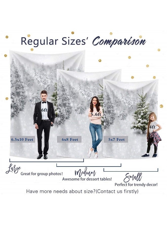 Allenjoy 5x7ft Fabric Photography Christmas Photo Backdrops Xmas New Year Winter Forest Background for Kids Baby Shower Newborn Snow Trees Holiday Party Decoration Pine Snowy Photo Booth Supplies - Image 2