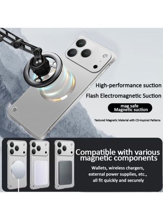 جراب iPhone 17 Pro Max من مادة TPU بتصميم بسيط مع غطاء لعدسة الكاميرا، طلاء معدني رقيق بدون إطار وحلقة معدنية متوافقة مع Magsafe وغطاء صلب من البولي كربونات مضاد لبصمات الأصابع، لون فضي - view 3