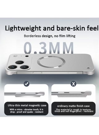 جراب iPhone 17 Pro Max من مادة TPU بتصميم بسيط مع غطاء لعدسة الكاميرا، طلاء معدني رقيق بدون إطار وحلقة معدنية متوافقة مع Magsafe وغطاء صلب من البولي كربونات مضاد لبصمات الأصابع، لون فضي - view 4
