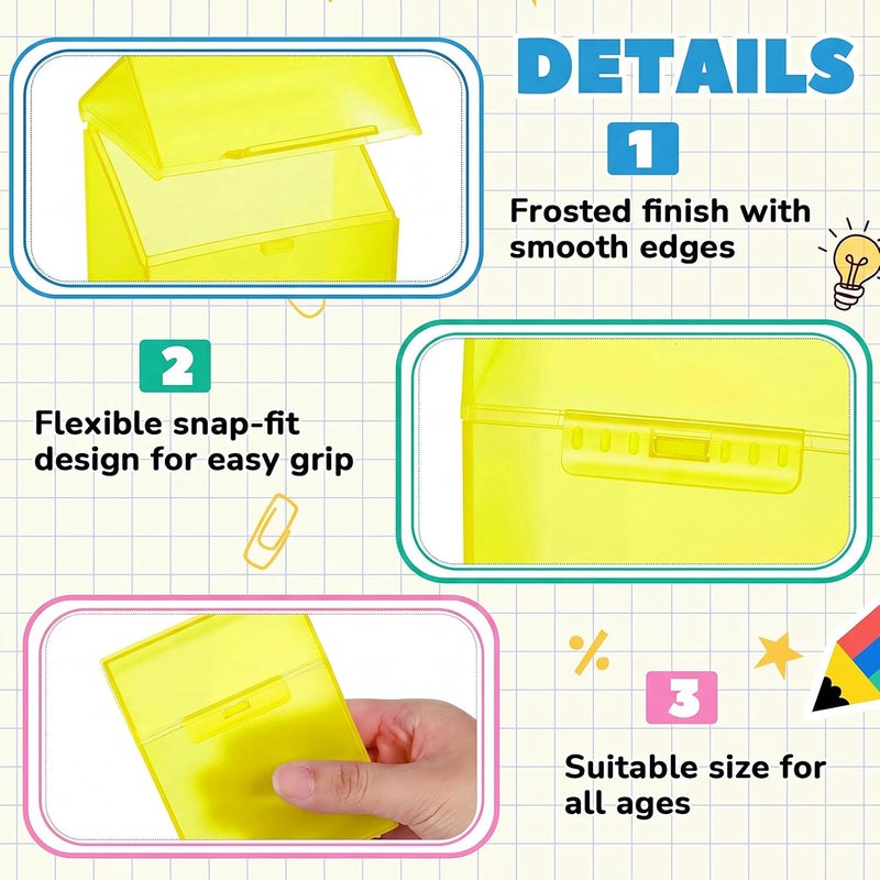 Clabby 2 Pcs Plastic Crayon Organizer Case for 24 Count Crayons Kids Art Supply Storage Box with Lid, Portable Holder for Classroom Home Travel, Fits Standard 24-Pack Crayon (Yellow) - Image 3