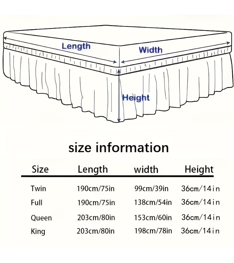 Milk White Full Size Bed Skirt Canopy Under Bed Storage Cover Solid Color Universal Fits Twin Full Queen King Bed Types All Season - Image 3