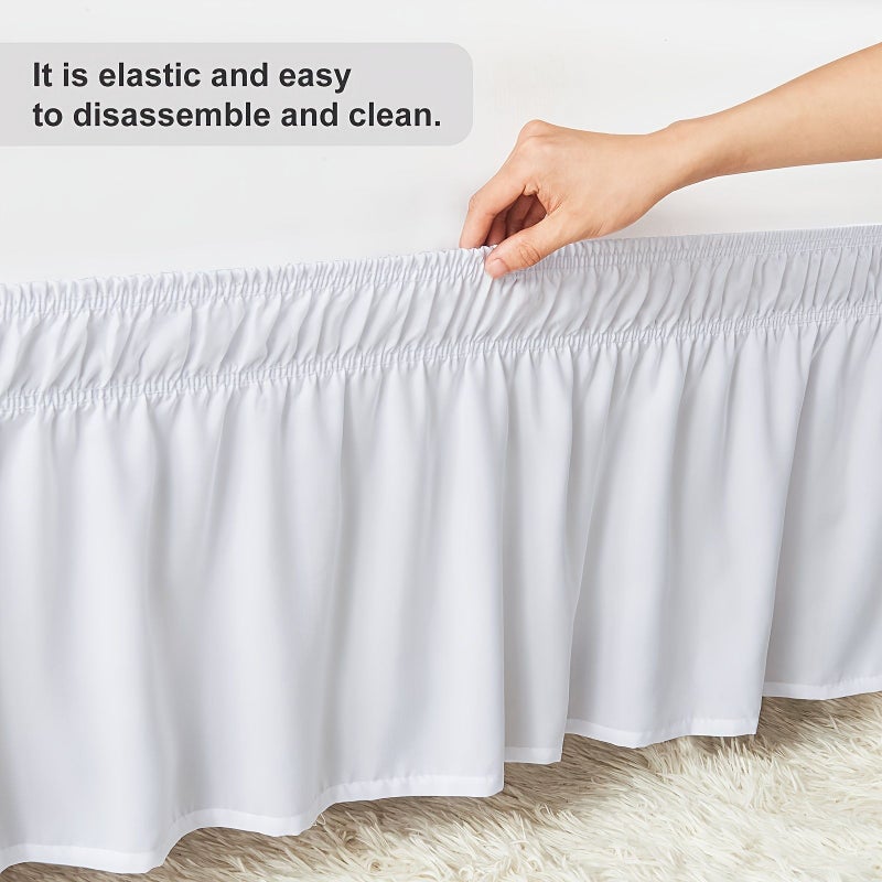 Milk White Full Size Bed Skirt Canopy Under Bed Storage Cover Solid Color Universal Fits Twin Full Queen King Bed Types All Season - Image 4