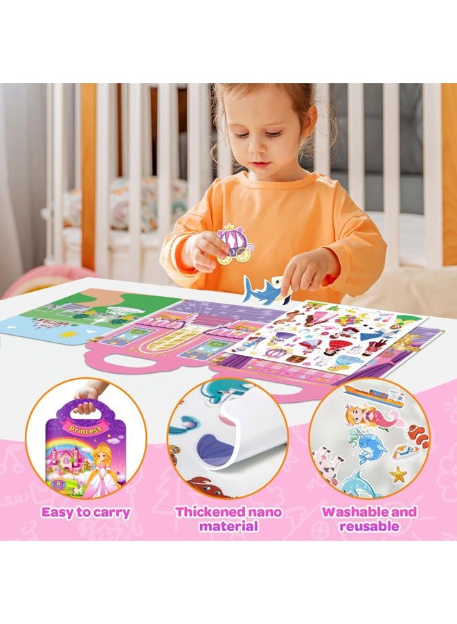Uranus&No.1 4 Sets Reusable Sticker Book for Toddlers 1-3, Dress Up Stickers Books for Girls Ages 2-4, Jelly Activity Books Travel Toys Birthday Gifts for Girl, Princess, Mermaid, Fairy, Fashion Girl Kids 3-5 - Image 3