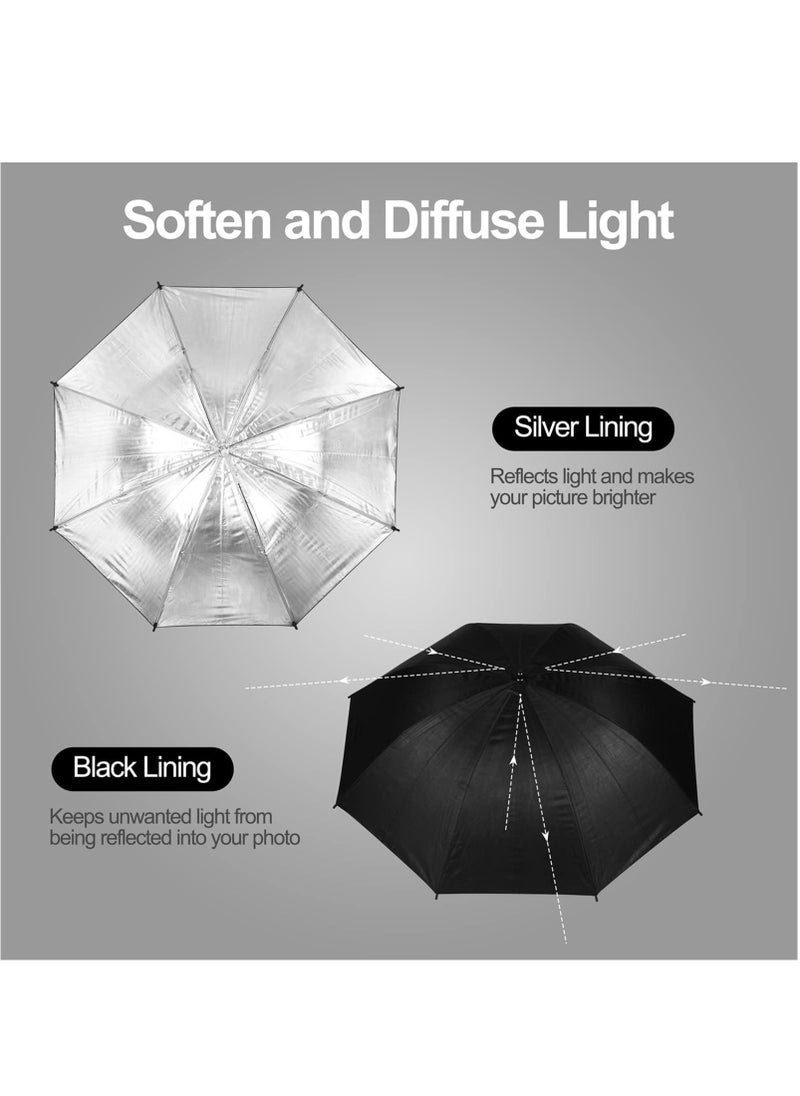 Generic Professional Photography Studio Reflective Lighting Umbrellas Silver Black 43in for Studio Strobe Light (43"Black Sliver)  - Image 3