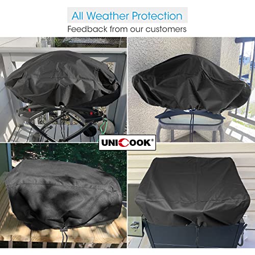 Unicook Waterproof Portable Grill Cover for Weber Q2000, Q200 Series and Baby Q Gas Grill, Compared to Weber 7111, All Weather Protection, Black - Image 2