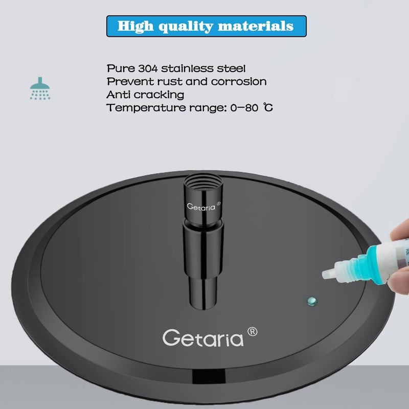 Getaria Rain Shower Head,12 Inch High Pressure Rainfall Showerhead Large Waterfall Shower Head with Anti-Limescale Nozzles Rain Shower Head Round - Image 5