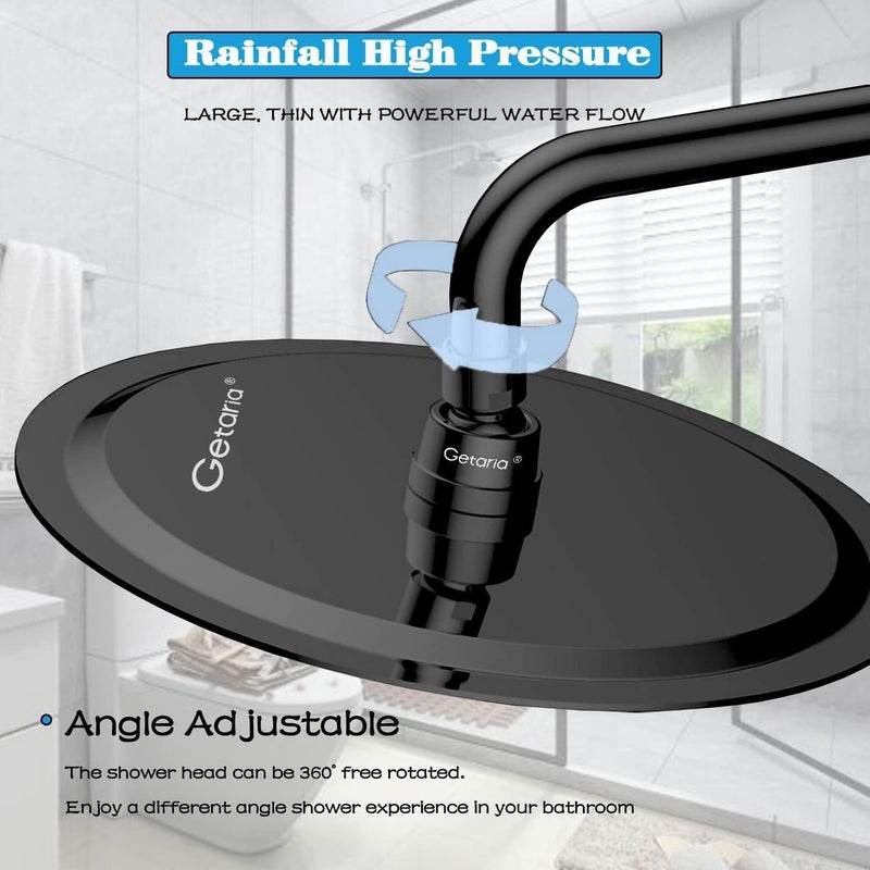 Getaria Rain Shower Head,12 Inch High Pressure Rainfall Showerhead Large Waterfall Shower Head with Anti-Limescale Nozzles Rain Shower Head Round - Image 3