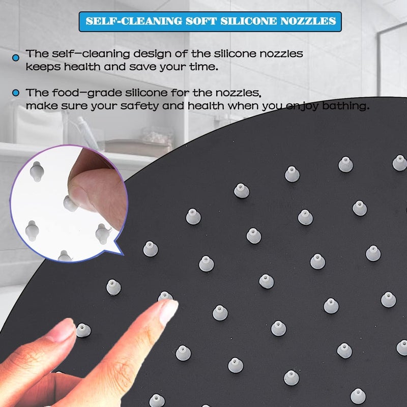 Getaria Rain Shower Head,12 Inch High Pressure Rainfall Showerhead Large Waterfall Shower Head with Anti-Limescale Nozzles Rain Shower Head Round - Image 4