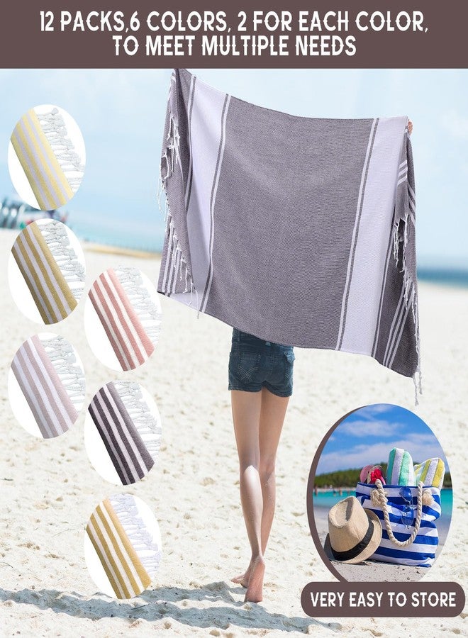 Mindsoft Set of 12 Turkish Beach Towels Bulk 100% Cotton Prewashed Quick Dry Travel Beach Towels for Vacation Essential Pool Sport Camping Swimming 30 x 60 Inch(Orange, Yellow) - Image 5