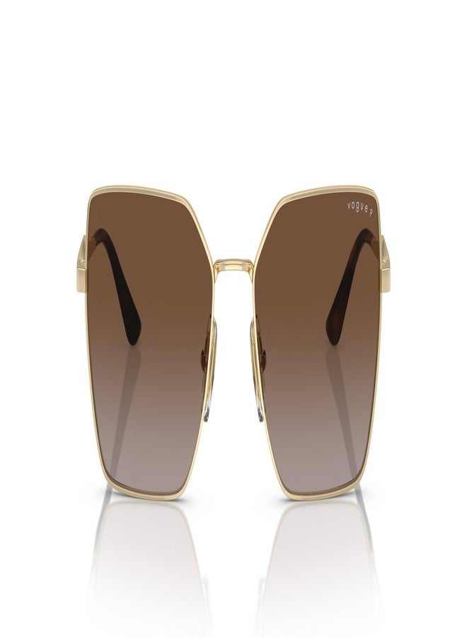 Vogue Eyewear Woman Sunglasses Pale Gold Frame, Gradient Brown Polar Lenses, 56MM - Image 1